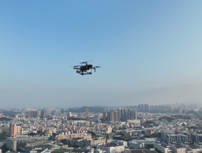 flying mavic by dnest drone charging station