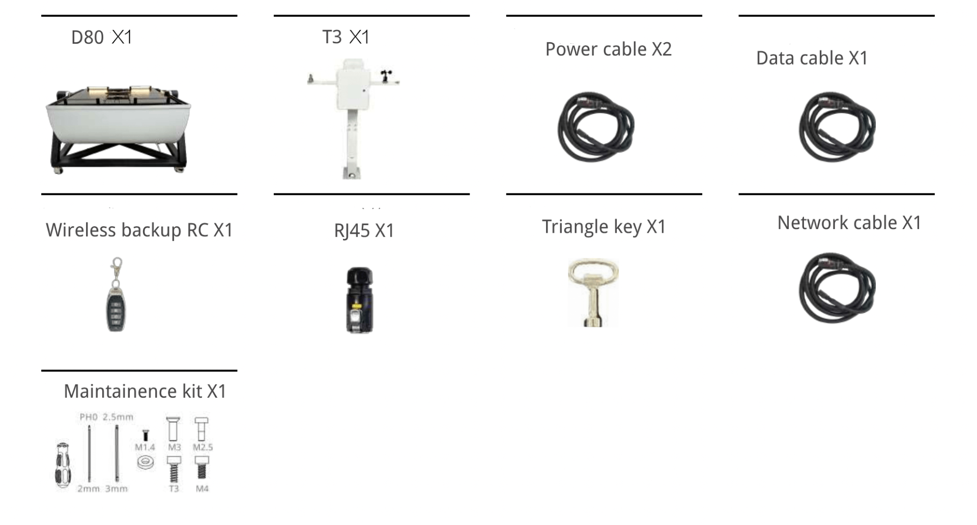 packing list of HEISHA D80 drone hangar