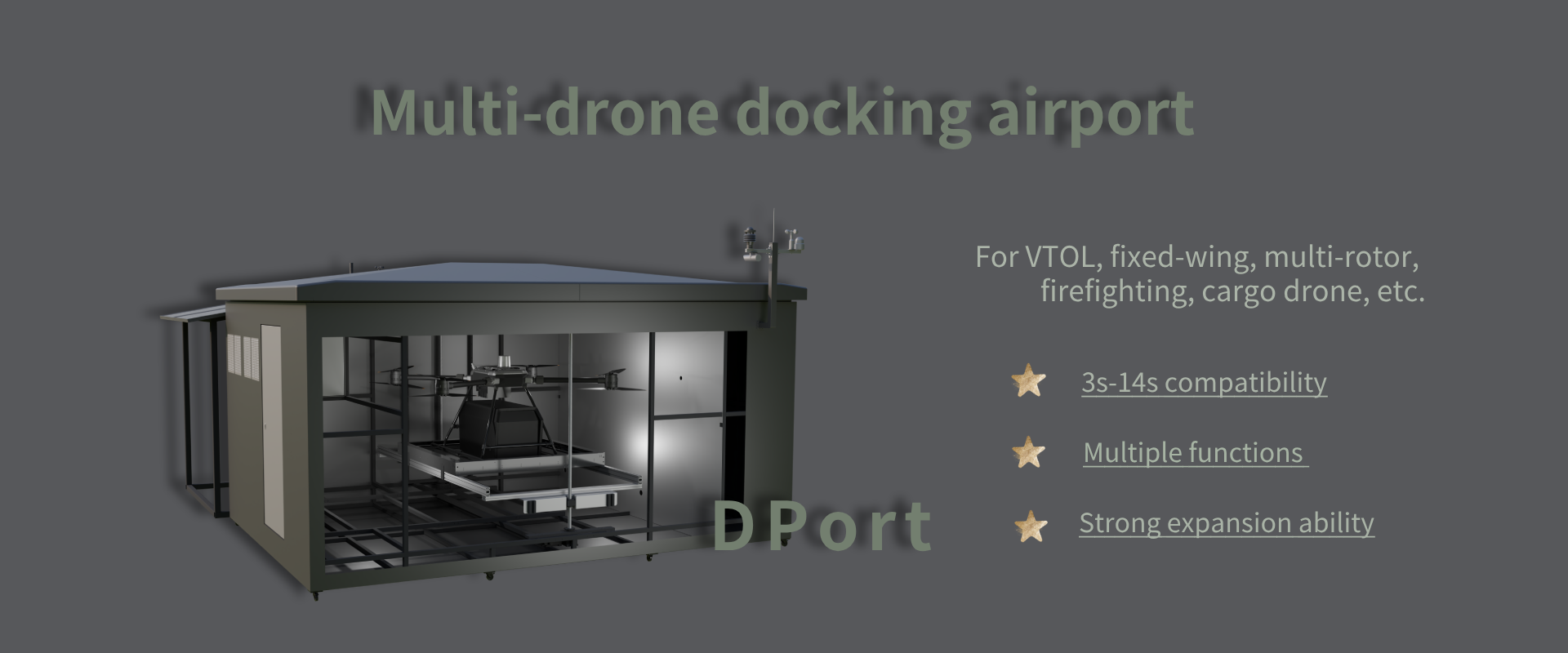 DPort multi drone docking airport-banner (2) - HEISHA robot charging station DPort multi drone docking airport-banner (2)