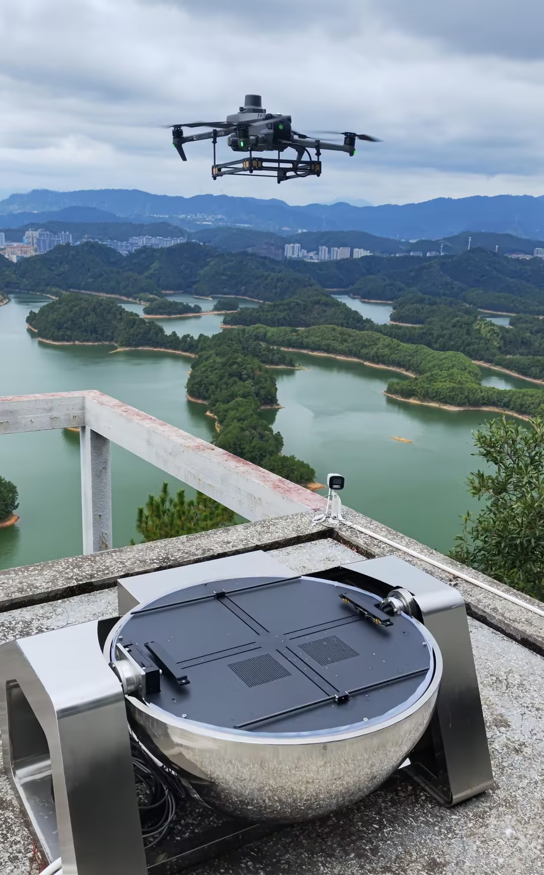 sphere autonomous drone dock - HEISHA robot charging station A custom sphere autonomous drone charging dock serves for park inspection
