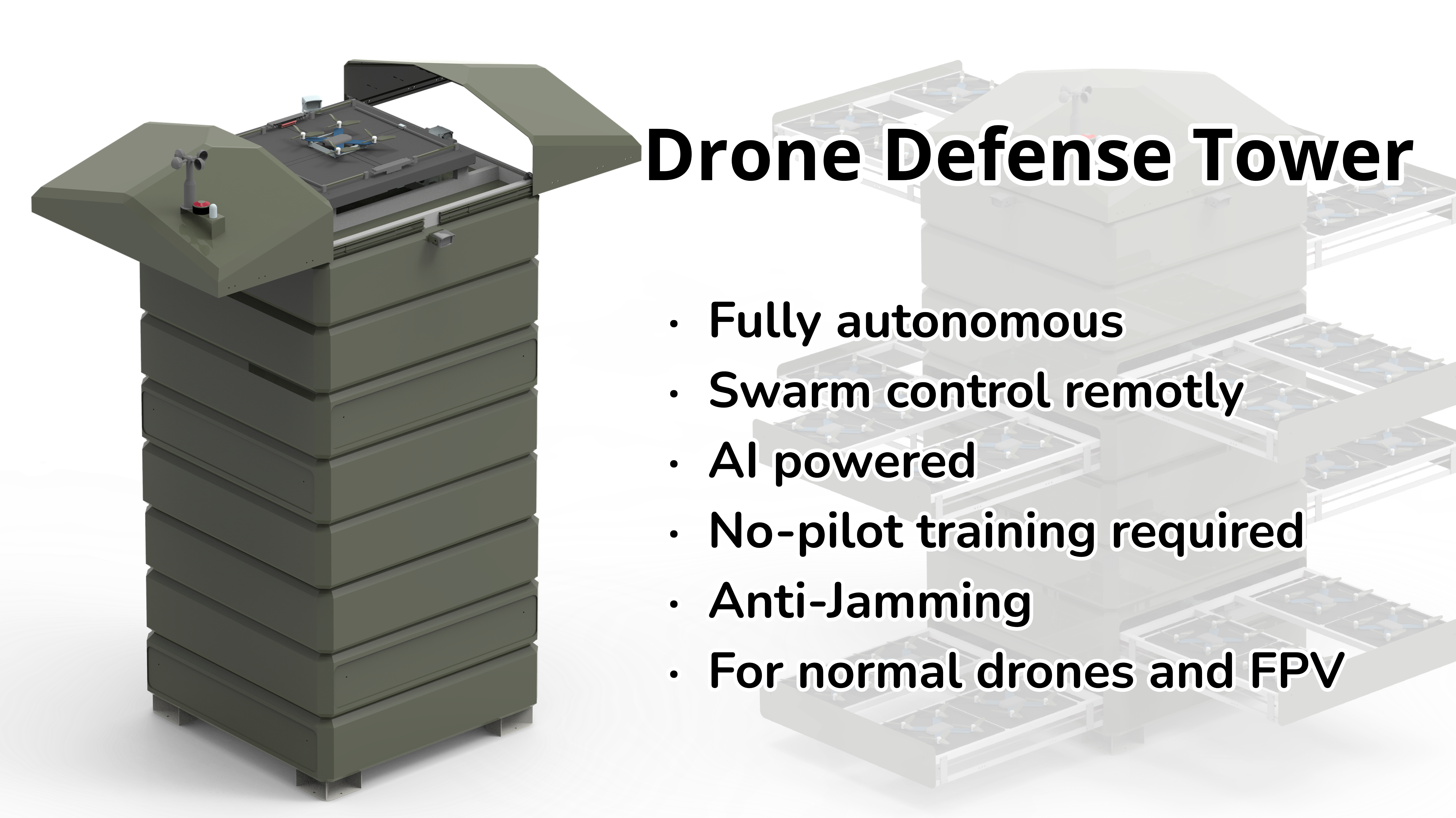Drone defense tower for FPV drone